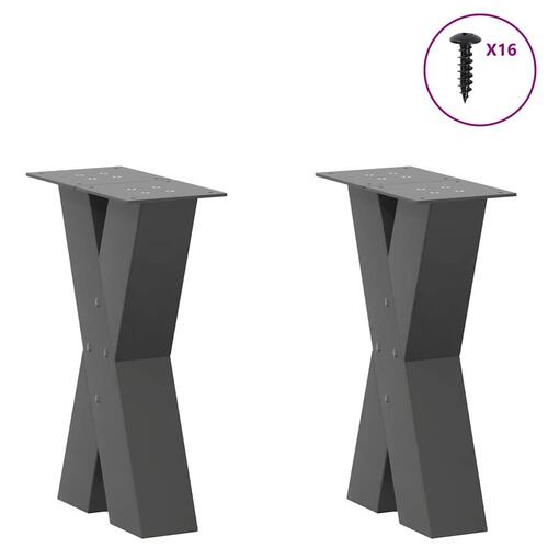 Sofabordben X-formet 2 stk 38x(42-43) cm stål antracitgrå