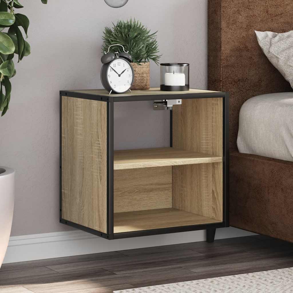 Væghængte sengeborde 2 stk. 40x31x39,5 cm sonoma-eg