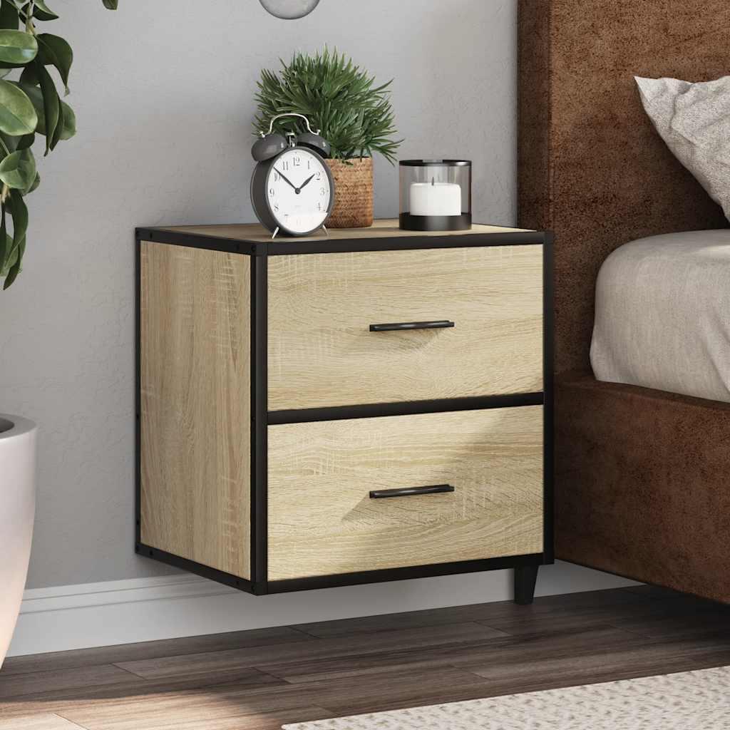 Væghængt sengebord 40x31x39,5 cm sonoma-eg