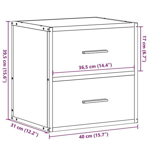 Væghængt sengebord 40x31x39,5 cm sonoma-eg