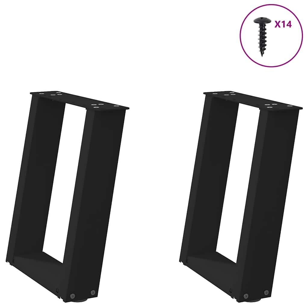 Sofabordben U-formet 2 stk. 38x(42-43) cm stål sort