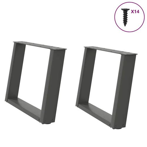 Sofabordben U-formet 2 stk. 70x(42-43) cm stål antracitgrå