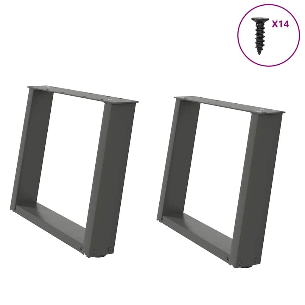 Sofabordben U-formet 2 stk. 70x(42-43) cm stål antracitgrå