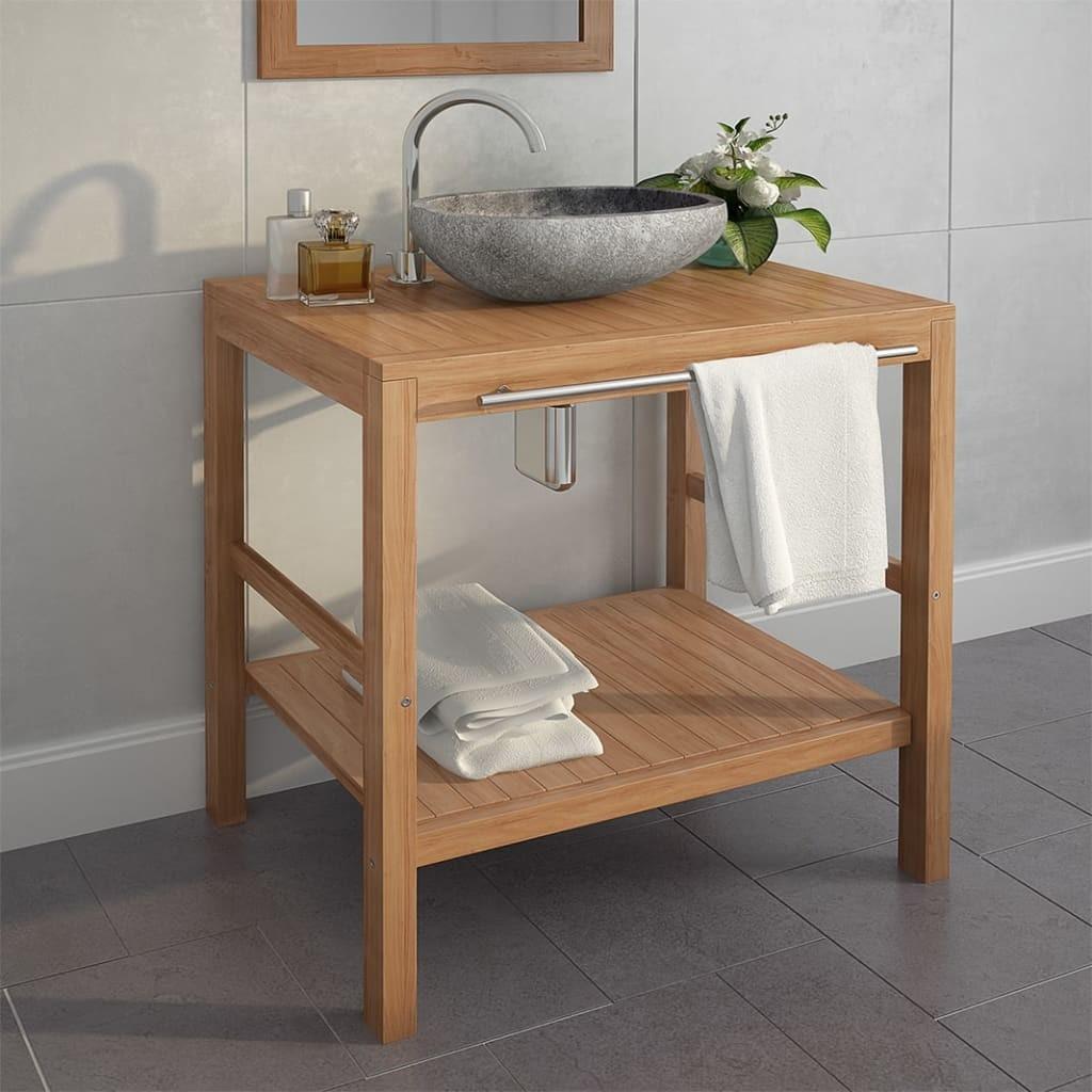 Badeværelsesskab 74x45x75 cm massivt teak billede