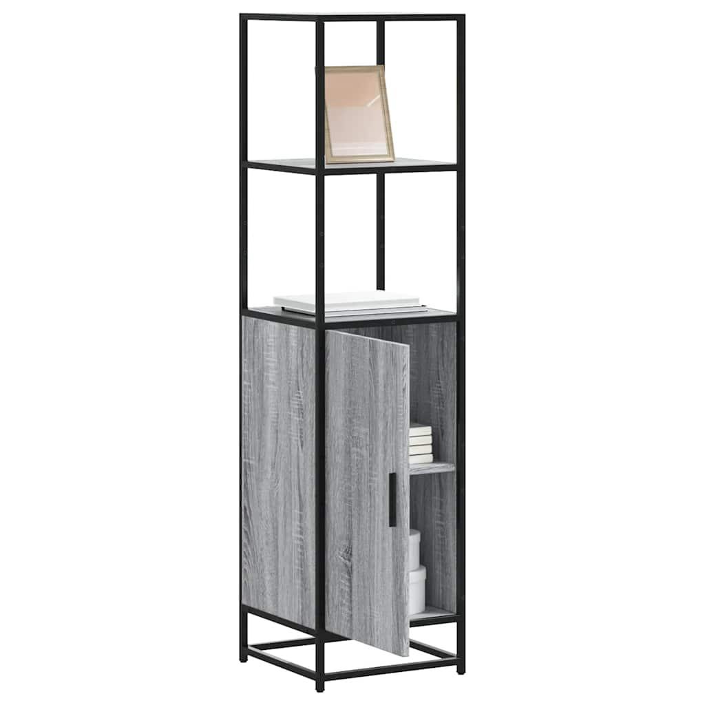Skab 35,5x35x139 cm konstrueret træ grå sonoma-eg og metal