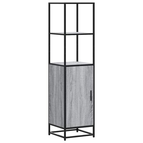 Skab 35,5x35x139 cm konstrueret træ grå sonoma-eg og metal