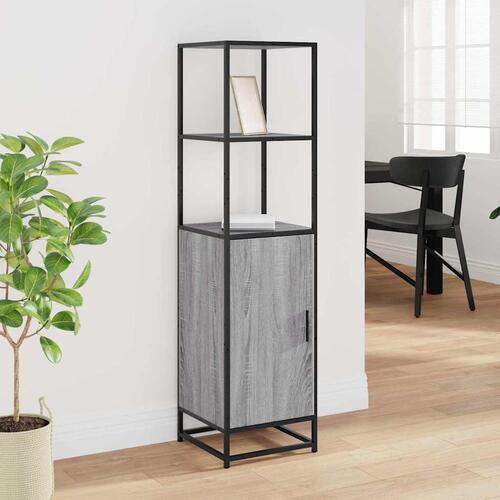 Skab 35,5x35x139 cm konstrueret træ grå sonoma-eg og metal