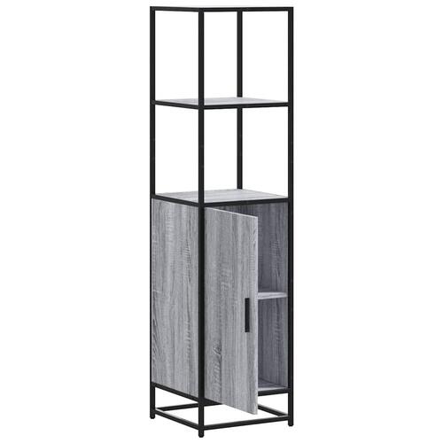 Skab 35,5x35x139 cm konstrueret træ grå sonoma-eg og metal