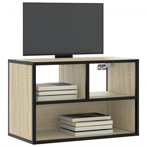 Tv-bord 60x31x39,5 cm konstrueret træ og metal sonoma-eg