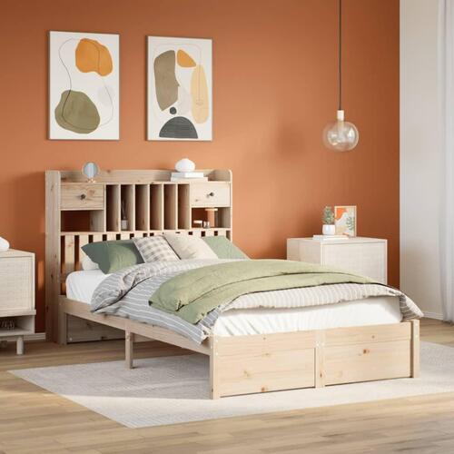 Seng med reol uden madras 135x190 cm massivt fyrretræ