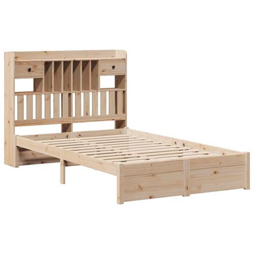Seng med reol uden madras 135x190 cm massivt fyrretræ