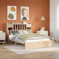 Seng med reol uden madras 150x200 cm massivt fyrretræ