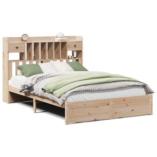 Seng med reol uden madras 150x200 cm massivt fyrretræ