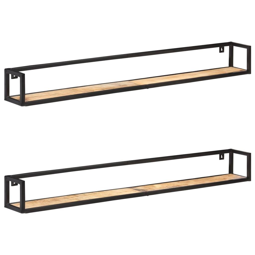 Væghylder 2 stk. 160 cm ru mangotræ billede