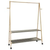 Tøjstativ med hylder og hjul 132x45,5x155,5 cm bambus