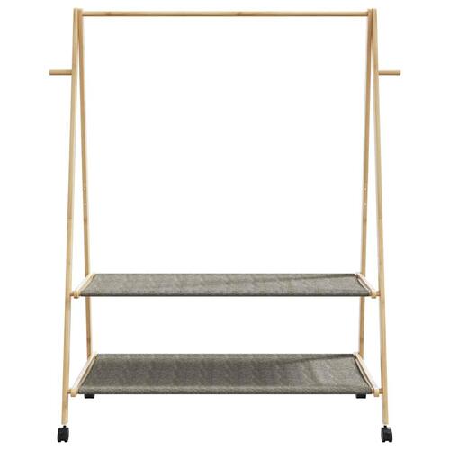Tøjstativ med hylder og hjul 132x45,5x155,5 cm bambus
