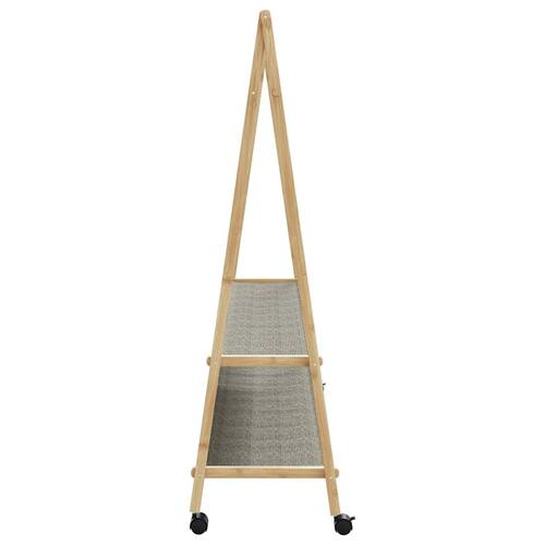 Tøjstativ med hylder og hjul 132x45,5x155,5 cm bambus