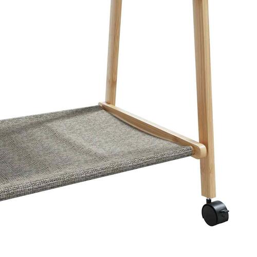 Tøjstativ med hylder og hjul 132x45,5x155,5 cm bambus