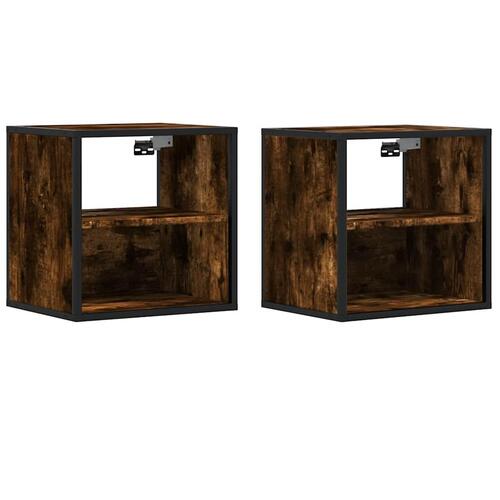 Væghængte sengeborde 2 stk. 40x31x39,5 cm røget egetræsfarve