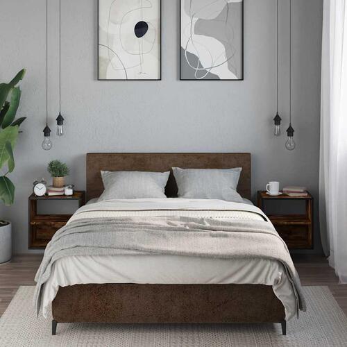 Væghængte sengeborde 2 stk. 40x31x39,5 cm røget egetræsfarve