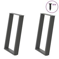 Spisebordsben U-formet 2 stk. 60x(72-73) cm stål antracitgrå