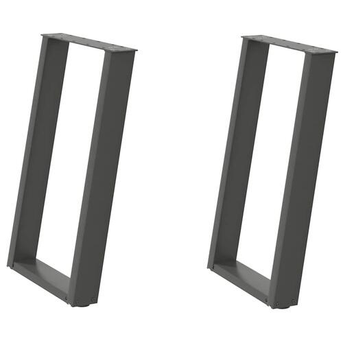 Spisebordsben U-formet 2 stk. 60x(72-73) cm stål antracitgrå