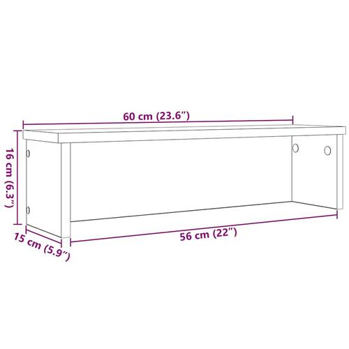 Køkkenreoler kan stables 2 stk. 60x15x16 cm grå sonoma-eg