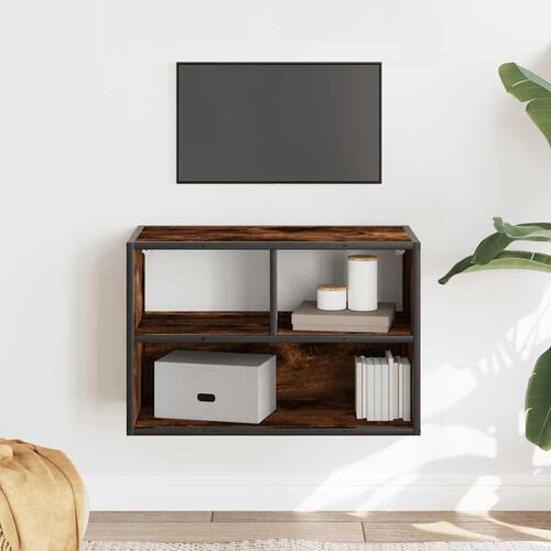 Tv-bord 60x31x39,5 cm konstrueret træ og metal røget egetræ