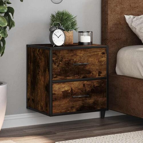 Væghængte sengeborde 2 stk. 40x31x39,5 cm røget egetræsfarve