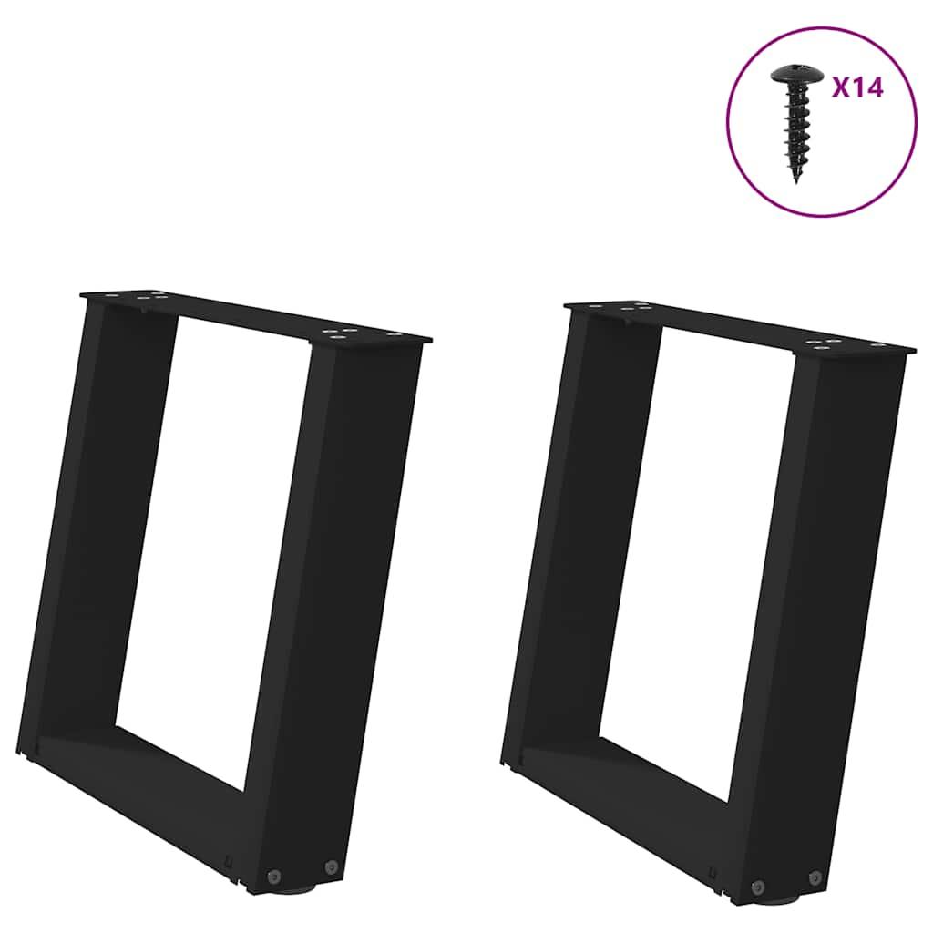 Sofabordben U-formet 2 stk. 50x(42-43) cm stål sort