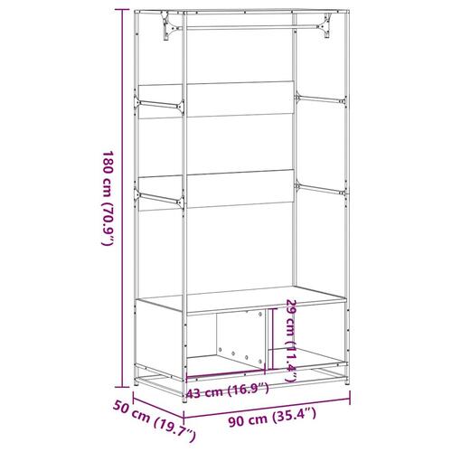Klædeskab 90x50x180 cm konstrueret træ