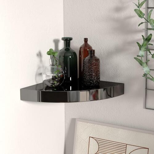 Hjørnehylde 25x25x3,8 cm MDF sort højglans