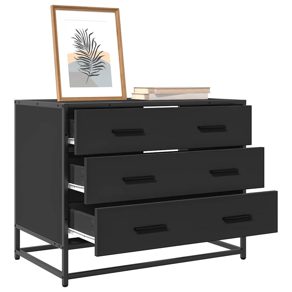 Skuffeskab 70x41x56 cm konstrueret træ sort