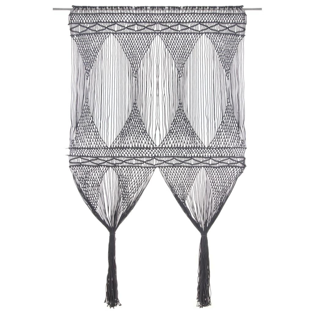 Macramégardin 140 × 240 cm i bomuld - antracitgrå