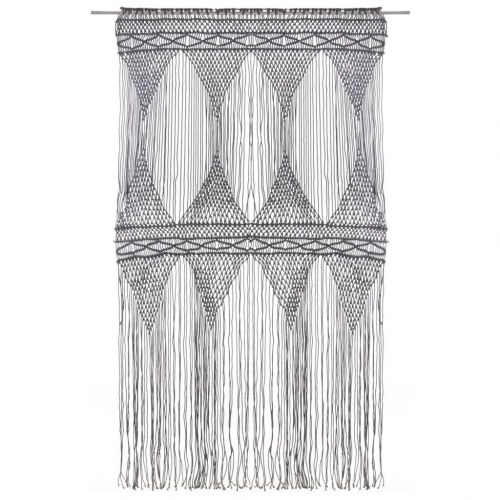 Macramégardin 140 × 240 cm i bomuld - antracitgrå