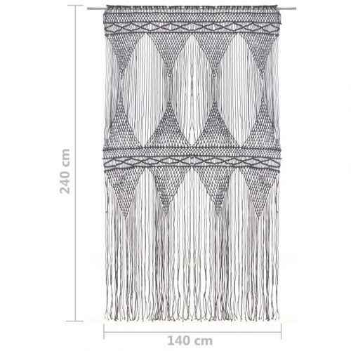 Macramégardin 140 × 240 cm i bomuld - antracitgrå