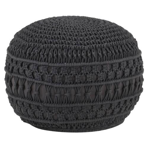 Håndlavet macramépuf 45x30 cm bomuld antracitgrå
