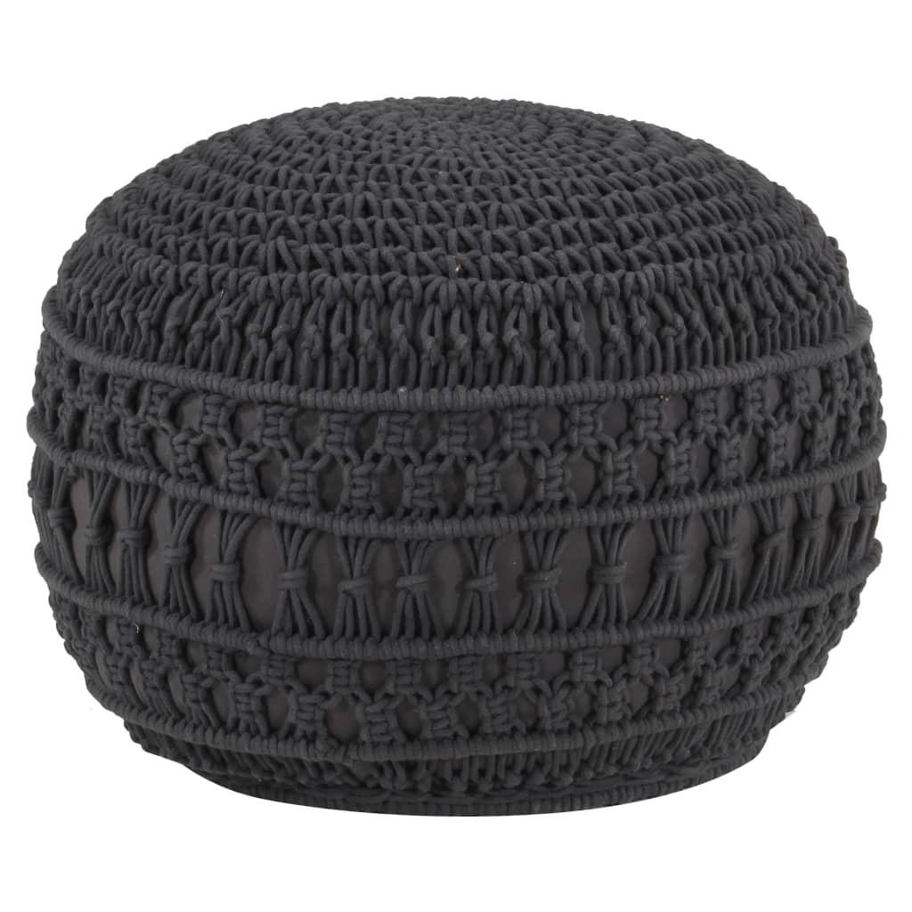 Håndlavet macramépuf 45x30 cm bomuld antracitgrå