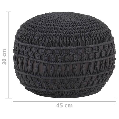 Håndlavet macramépuf 45x30 cm bomuld antracitgrå