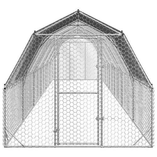 Hønsegård med tag 2,5x12x2,25 m galvaniseret stål