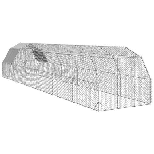 Hønsegård med tag 2,5x12x2,25 m galvaniseret stål