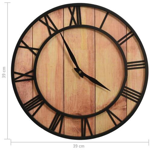325172 Wall Clock 39 cm Brown and Black MDF and Iron
