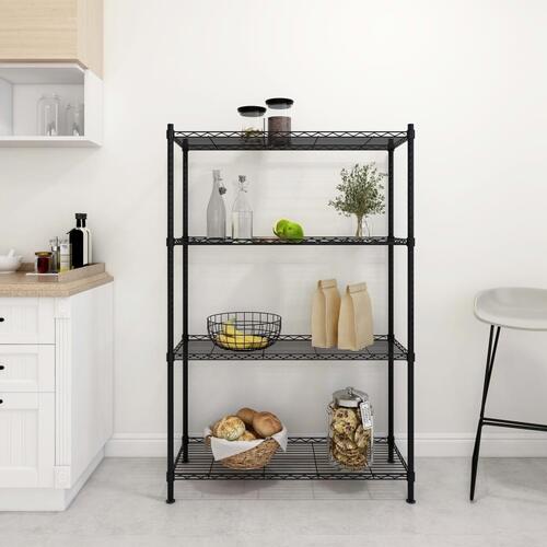 Opbevaringsstativ med 4 hylder 90x35x137 cm 200 kg sort