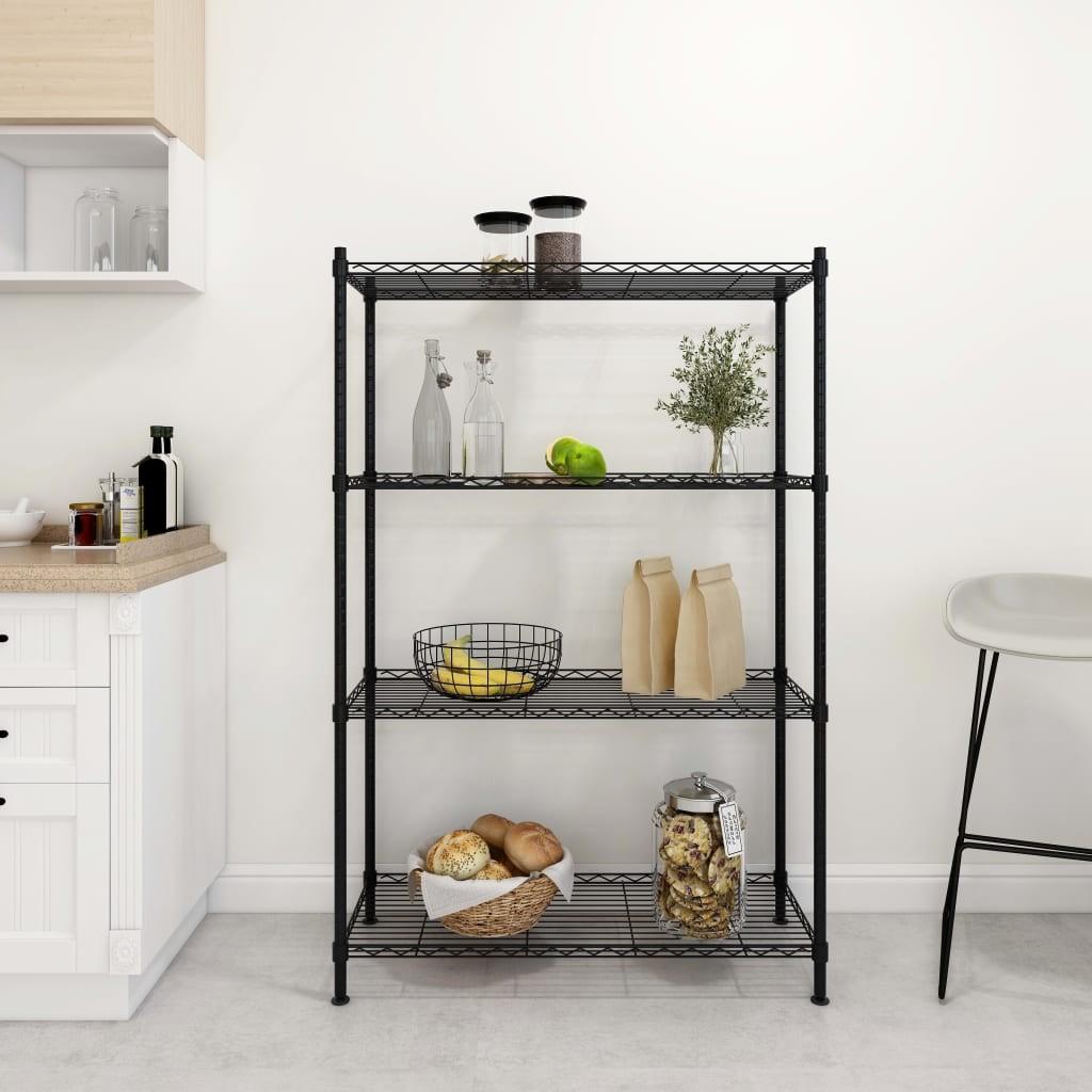 Opbevaringsstativ med 4 hylder 90x35x137 cm 200 kg sort