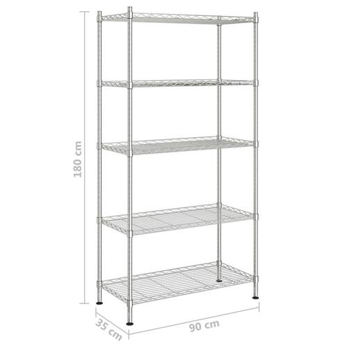 Opbevaringsstativ med 5 hylder 90x35x180 cm 250 kg krom