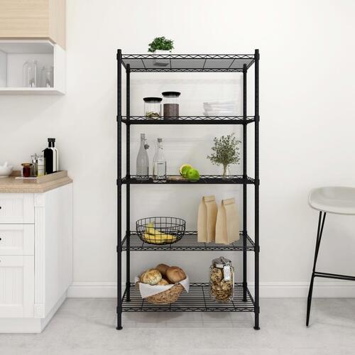 Opbevaringsstativ med 5 hylder 90x35x180 cm 250 kg sort
