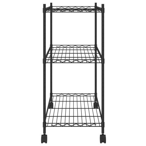 Opbevaringsstativ med 3 hylder og hjul 60x35x81 cm 150 kg sort