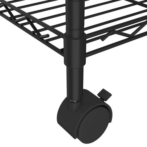 Opbevaringsstativ med 3 hylder og hjul 60x35x81 cm 150 kg sort