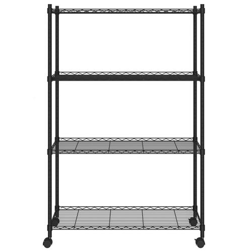 Opbevaringsstativ med 4 hylder og hjul 90x35x142 cm 200 kg sort