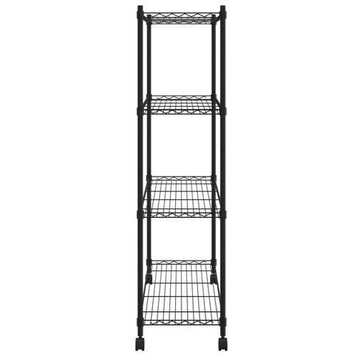 Opbevaringsstativ med 4 hylder og hjul 90x35x142 cm 200 kg sort